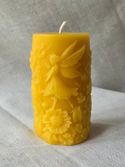 Garden Fairy Pillar | Beeswax Candle