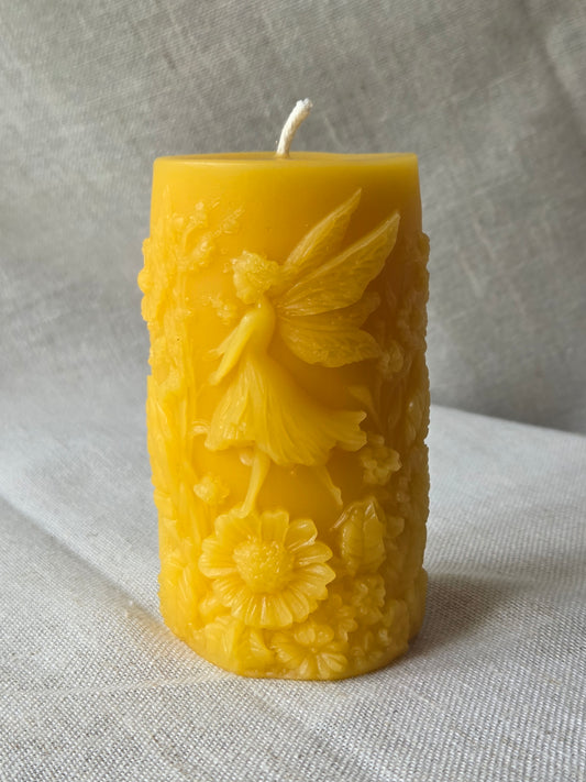 Garden Fairy Pillar | Beeswax Candle