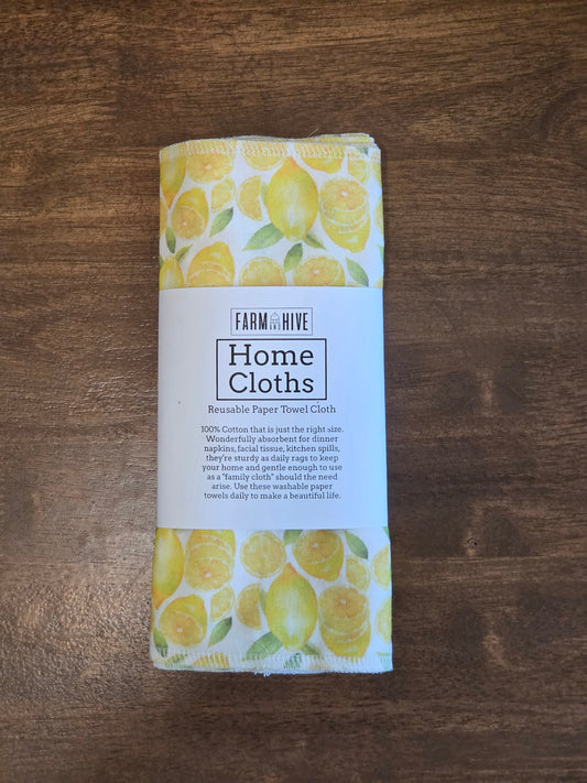 Meyer Lemon Home Cloths | 100% Cotton Reusable Paper Towels