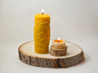 Zentangle Pillar | Beeswax Candle