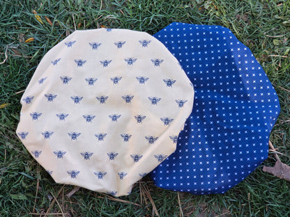 Navy Bee Bowl Cover | Reversible 100% Cotton
