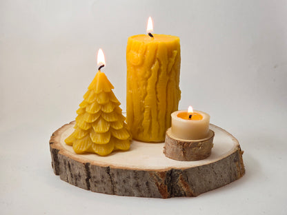 Campfire Log Pillar | Beeswax Candle