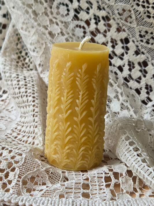 Little Lavender Pillar | Floral Beeswax Candle
