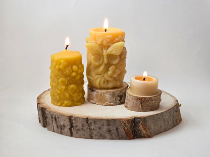 Butterfly Garden Pillar | Beeswax Candle