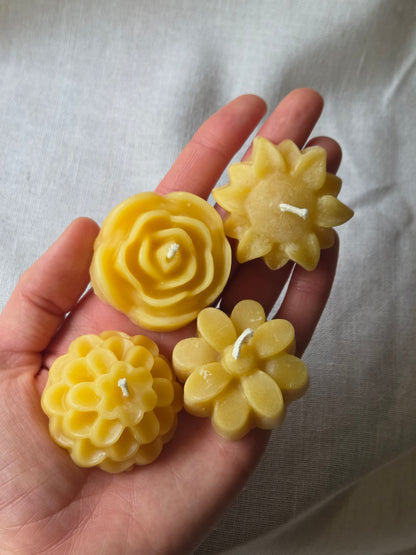 Flower Tea Lights Assortment - Set of 4 | Floral Beeswax Candles