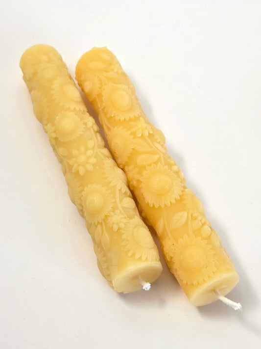 Sunflower Taper Pair | Beeswax Candles