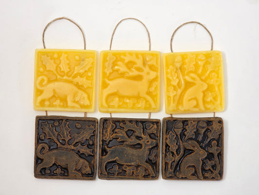 Stag, Hare, and Hound - Set of 3 | Beeswax Ornament