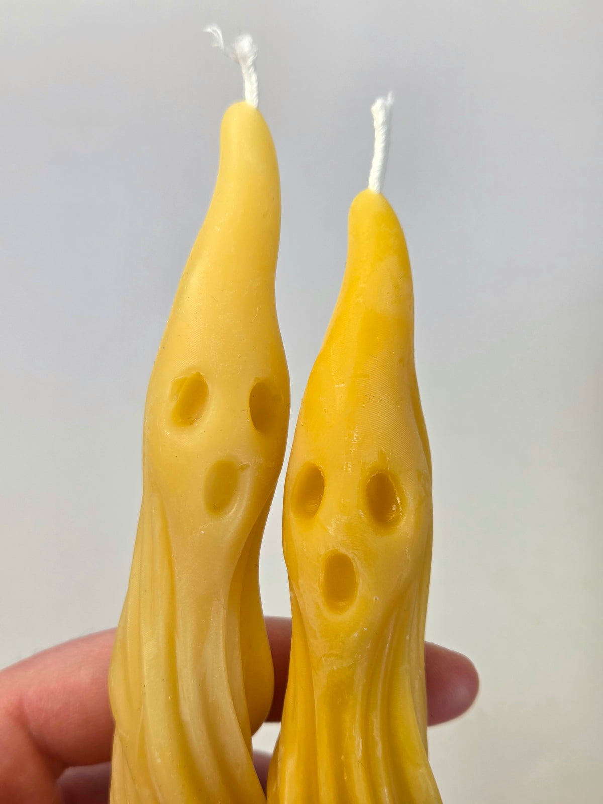 Spooky Ghost Taper Pair | Beeswax Candles