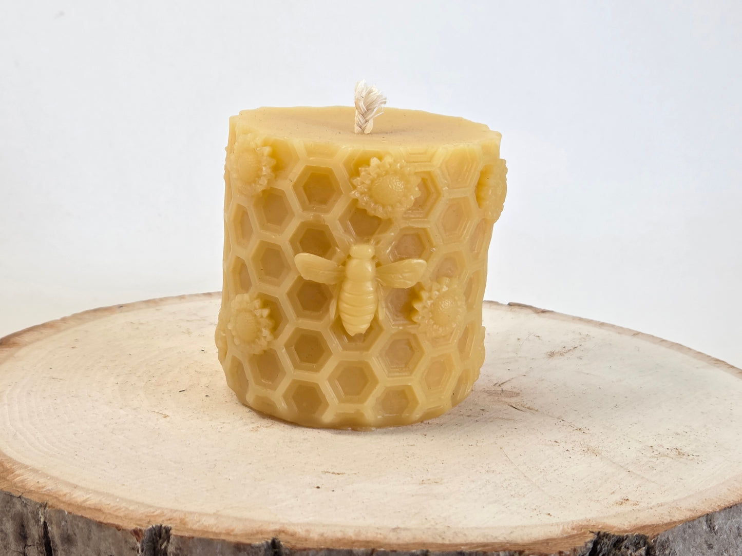 All The Buzz Pillars - Set of 2 | Floral Beeswax Candles