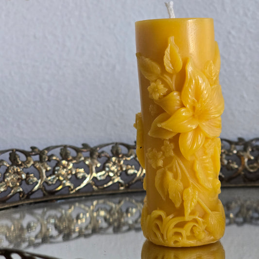 Consider the Lilies Pillar | Beeswax Candle