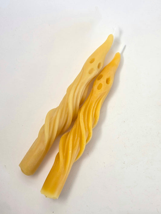 Spooky Ghost Taper Pair | Beeswax Candles