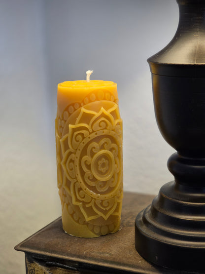 Zentangle Pillar | Beeswax Candle