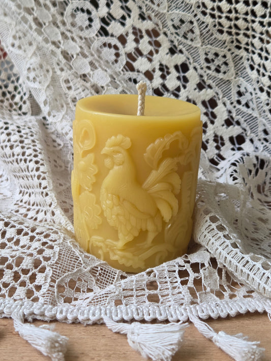 Rooster Pillar | Beeswax Candle
