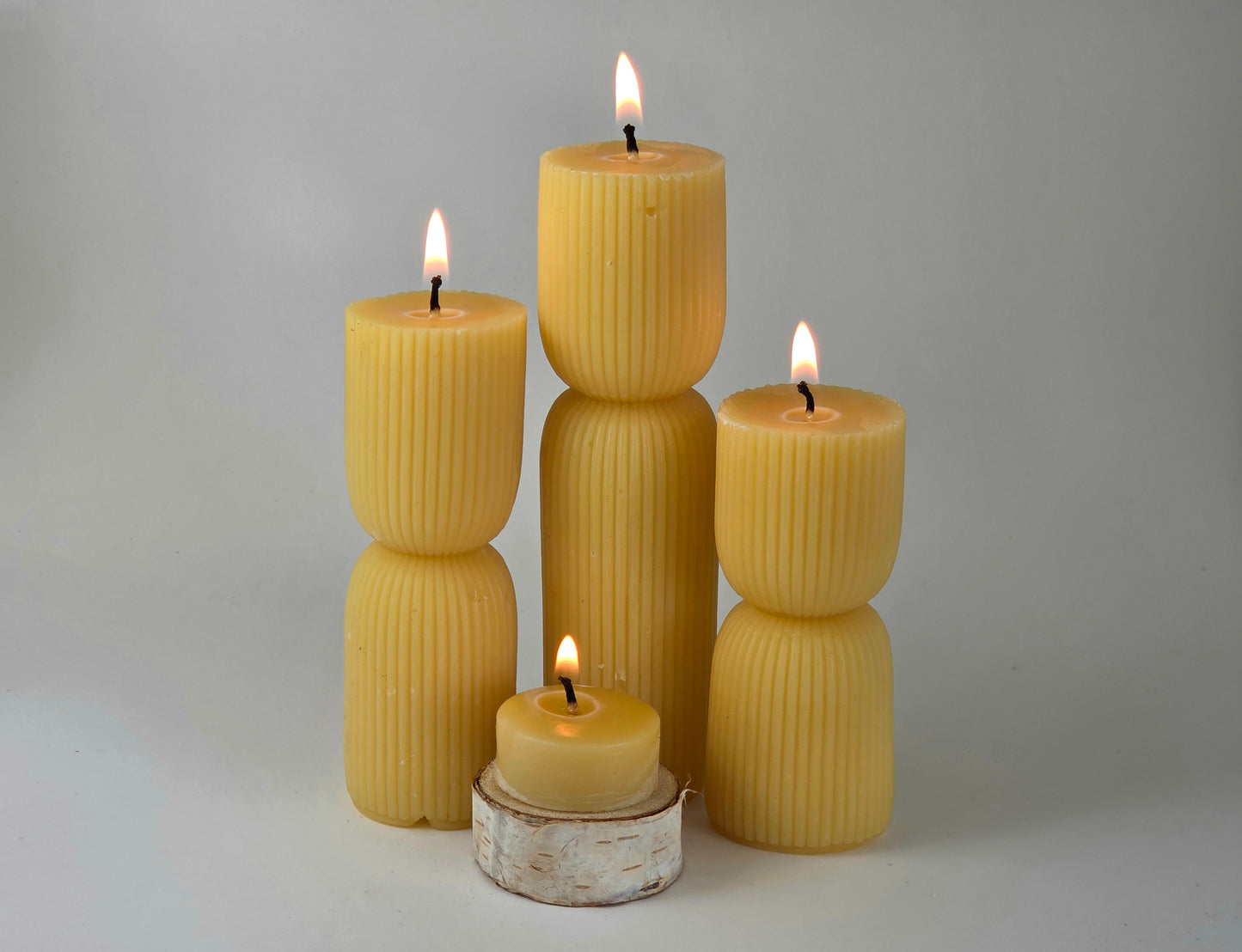 Fluted Pinch Pillars, Set of 3 | Beeswax Candles