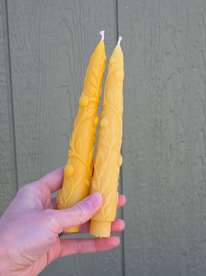 In His Garden Tapers - Set of 2 | Beeswax Candles
