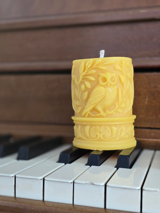 Forest Owl Pillar | Beeswax Candle