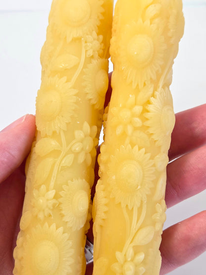 Sunflower Taper Pair | Beeswax Candles
