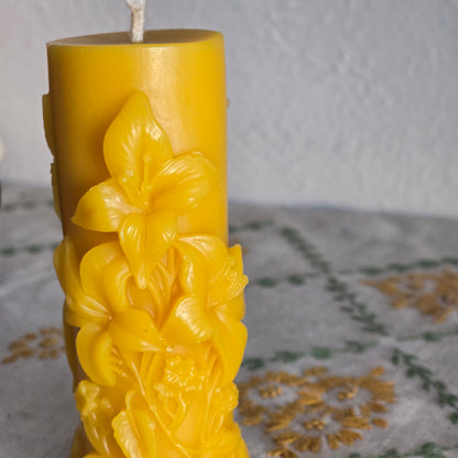 Consider the Lilies Pillar | Beeswax Candle