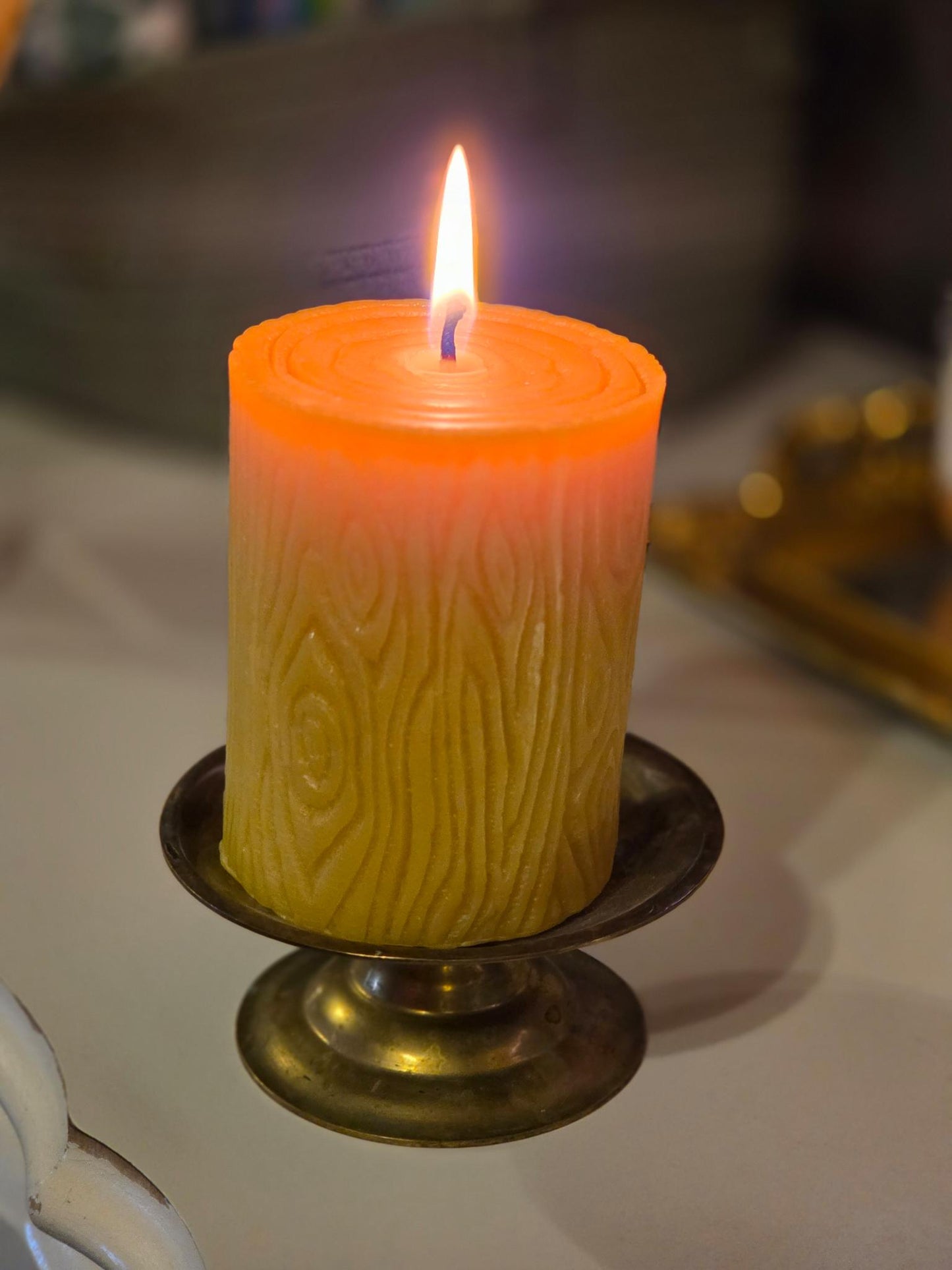Carpenter's Pillar | Woodgrain Beeswax Candle