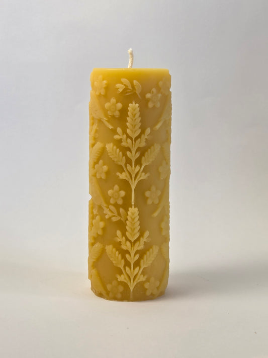 For the Beauty of the Earth Pillar | Beeswax Candle