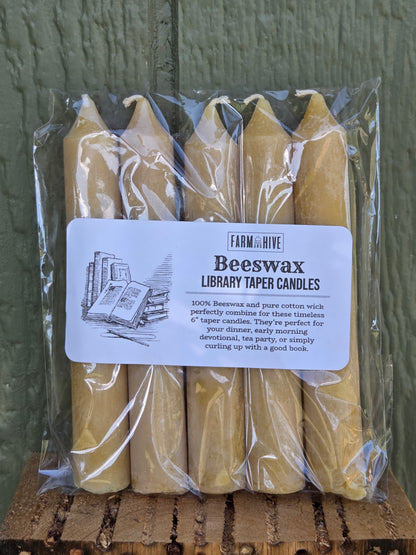 Library Taper - Pack of 5 | Beeswax Candles