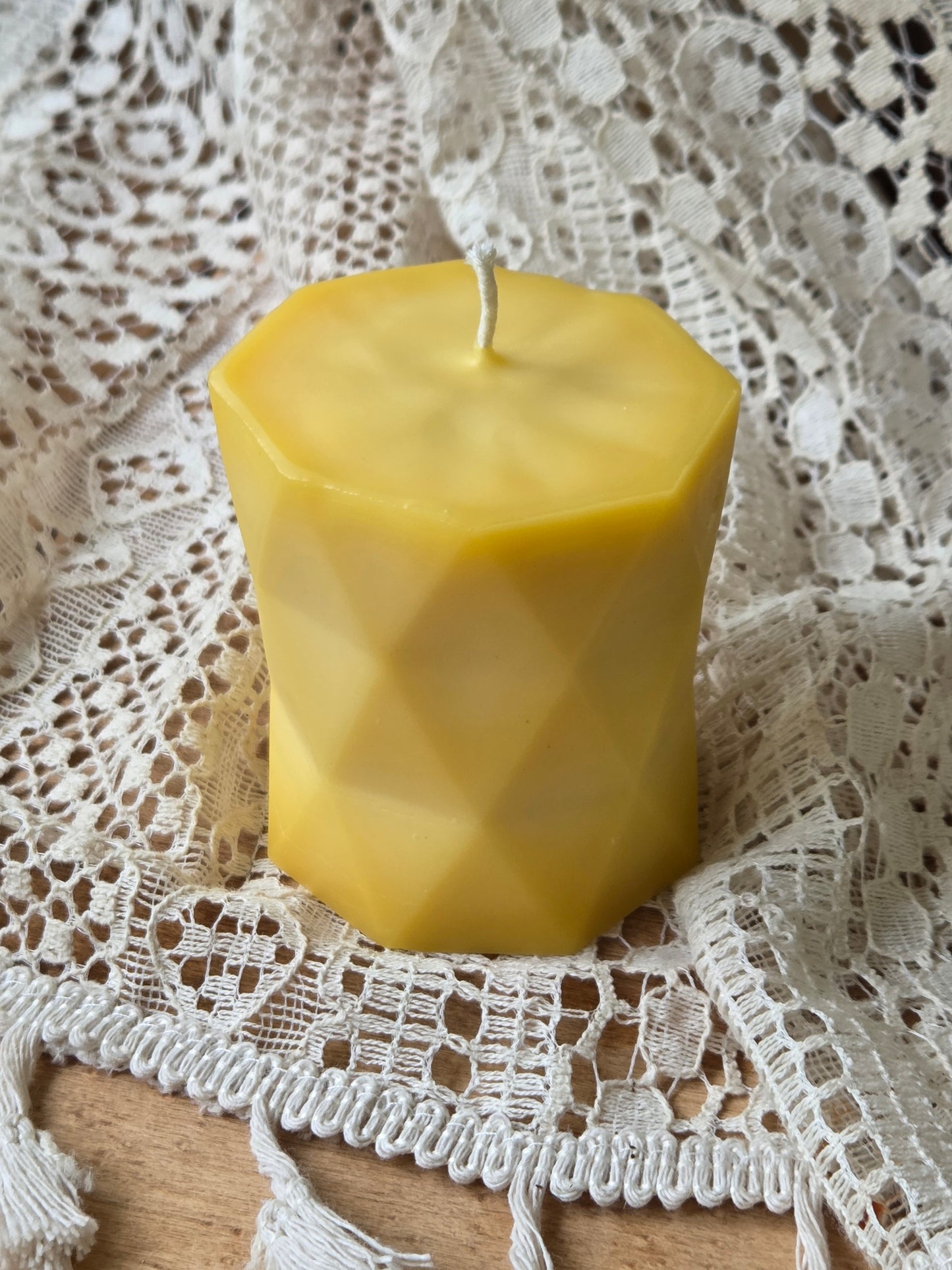 Faceted Pillar | Geometric Beeswax Candle