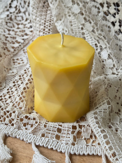Faceted Pillar | Geometric Beeswax Candle