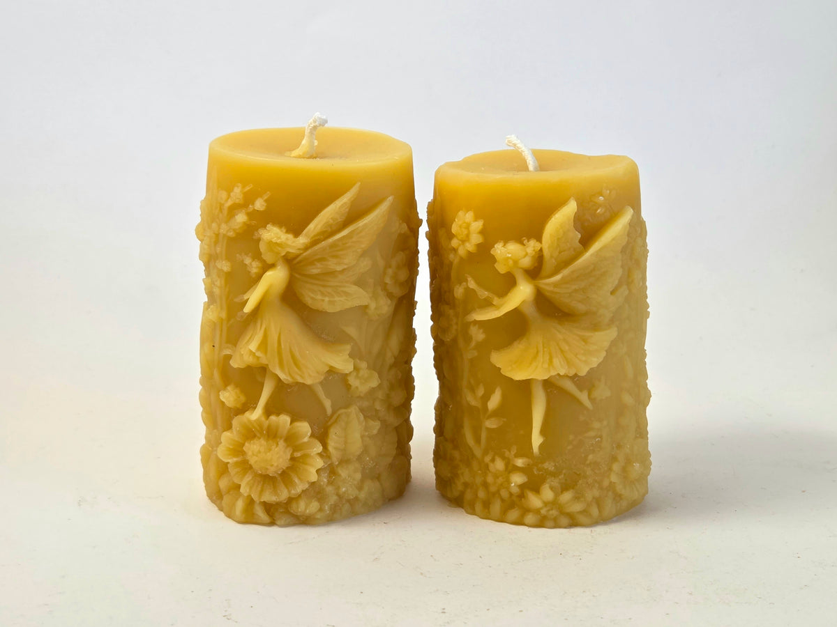 Garden Fairy Pillar | Beeswax Candle