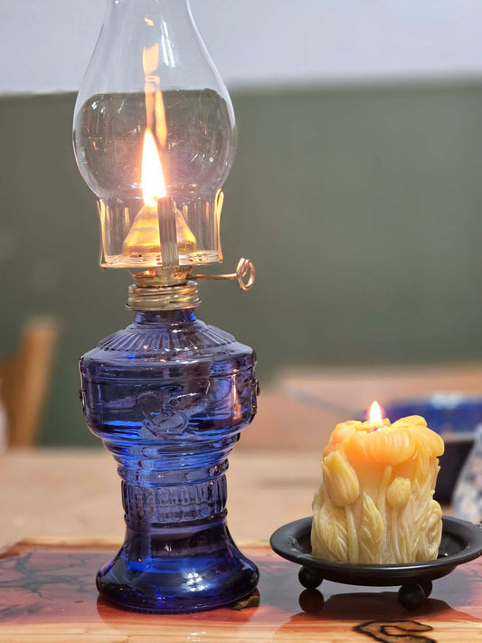 Birds of Promise Glass Kerosene Lamp
