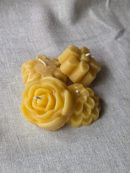 Flower Tea Lights Assortment - Set of 4 | Floral Beeswax Candles