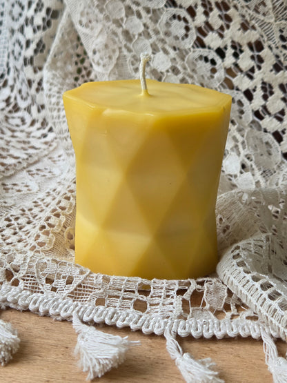 Faceted Pillar | Geometric Beeswax Candle