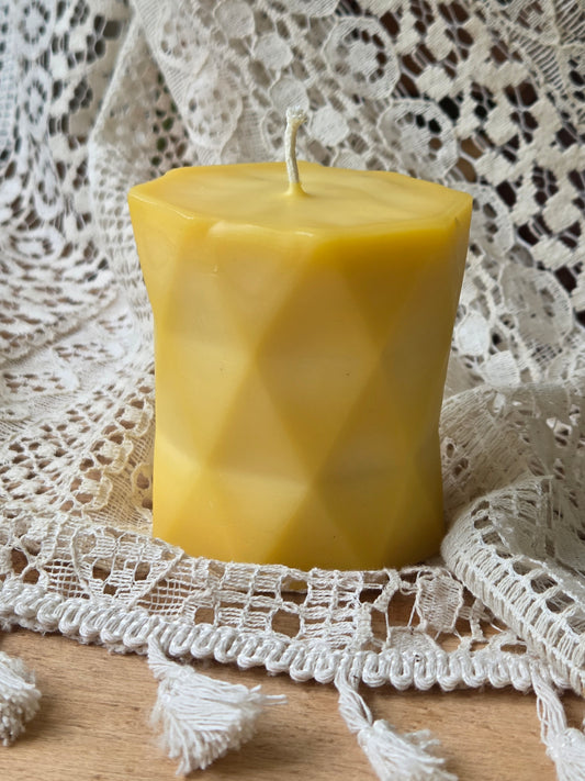 Faceted Pillar | Geometric Beeswax Candle