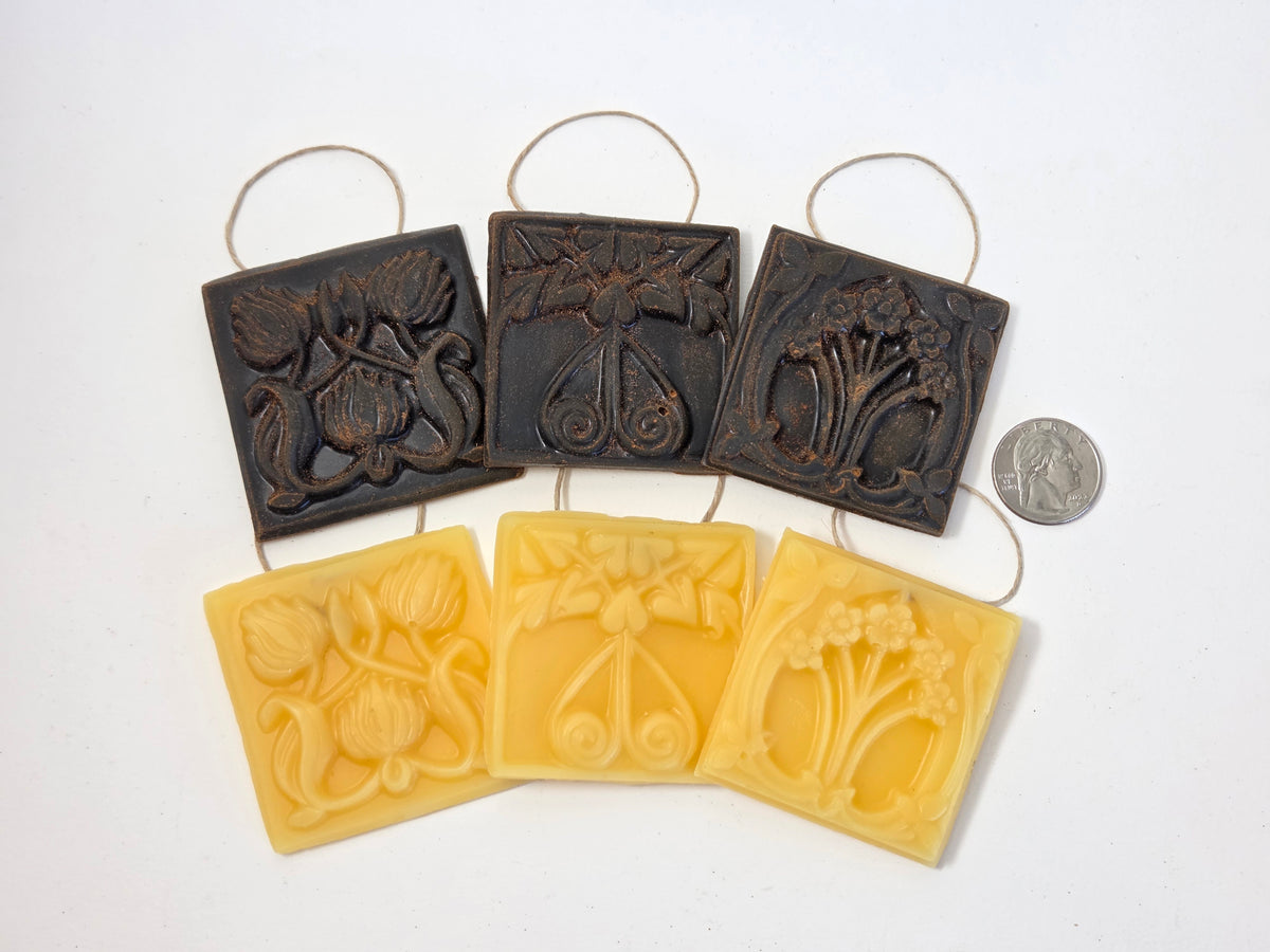 Vintage Floral Squares - 3 Designs | Beeswax Ornaments