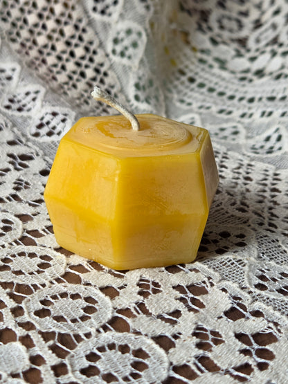 Hexagon Block Votive | Geometric Beeswax Candle