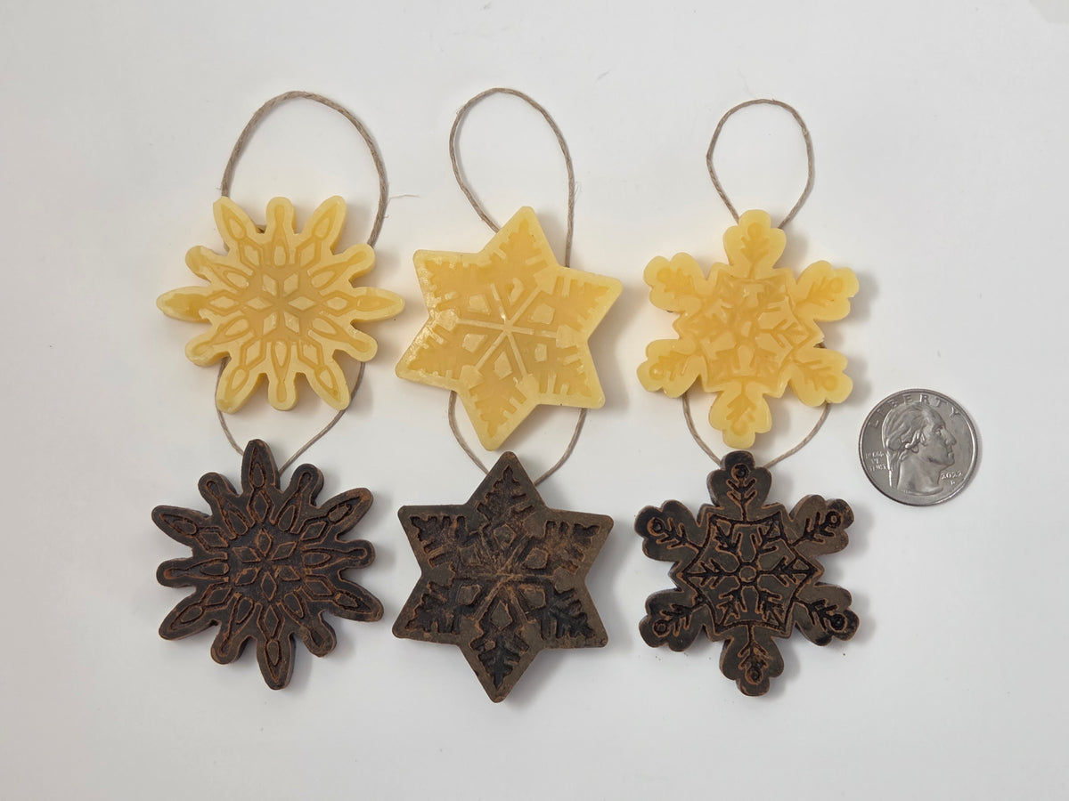 Mini Snowflakes - Set of 3 | Beeswax Ornaments