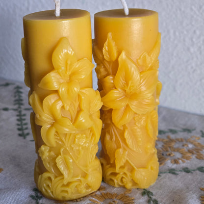 Consider the Lilies Pillar | Beeswax Candle