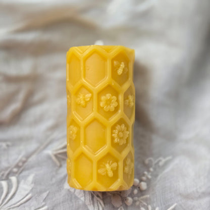 Hive Haven Pillar | Beeswax Candle