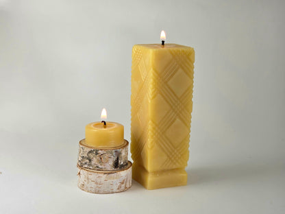 Plaid Pillar | Beeswax Candle