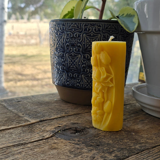 Slice of Spring Pillar | Floral Beeswax Candle