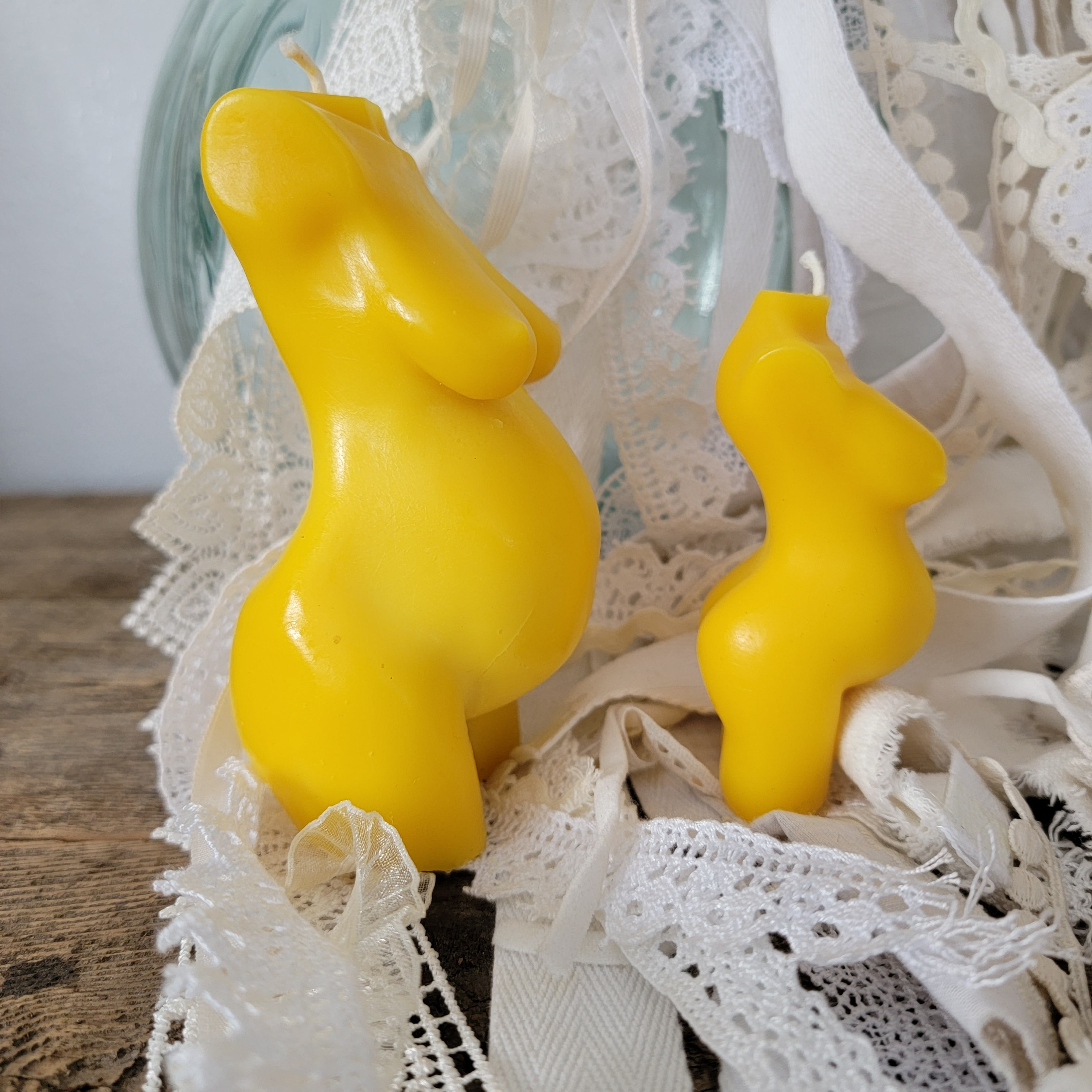 Pregnant Woman big n' small beeswax candle