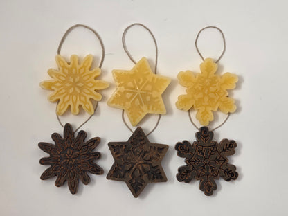 Mini Snowflakes - Set of 3 | Beeswax Ornaments