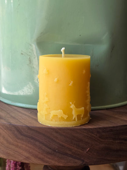 Winter Scene Pillar | Beeswax Candle