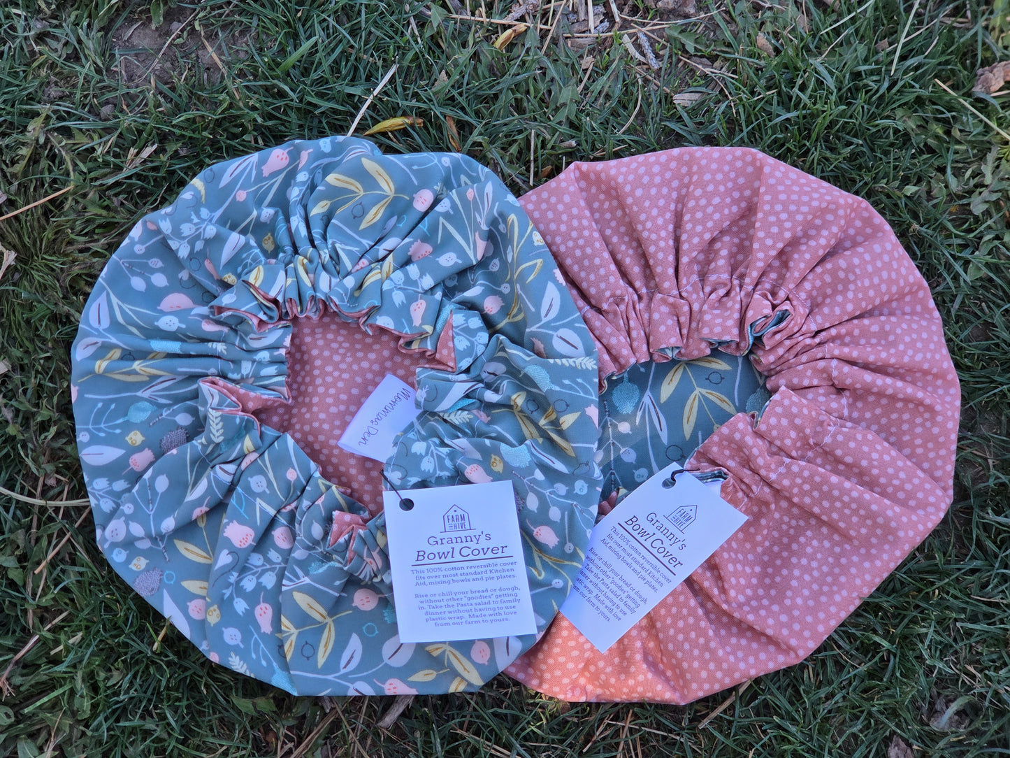 Bountiful Botanicals Bowl Cover | Reversible 100% Cotton