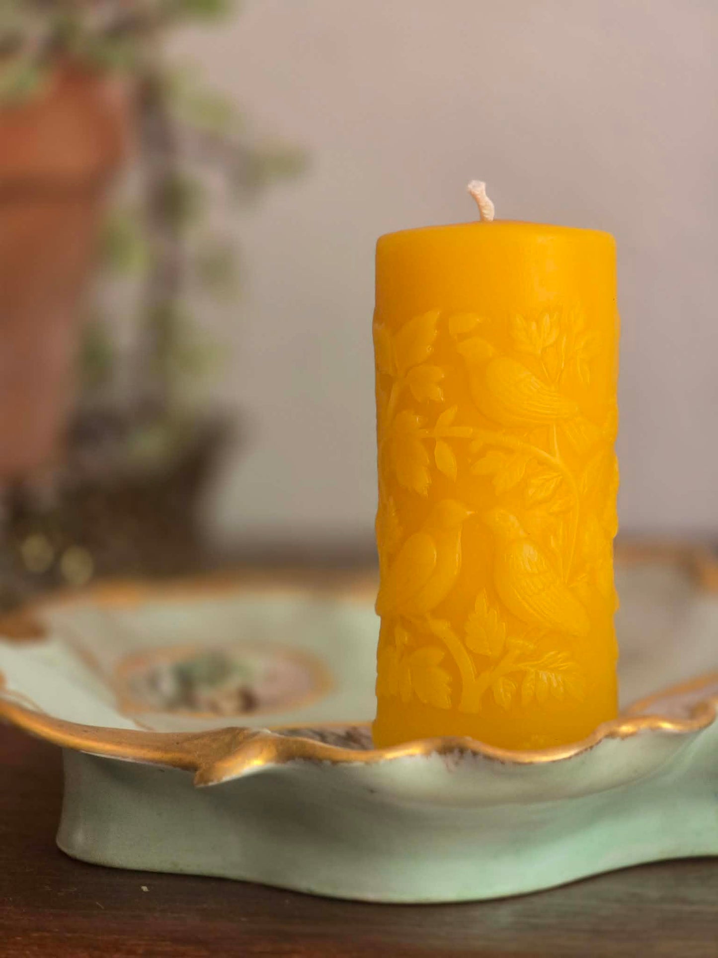Wrens in the Thicket Pillar | Beeswax Candle