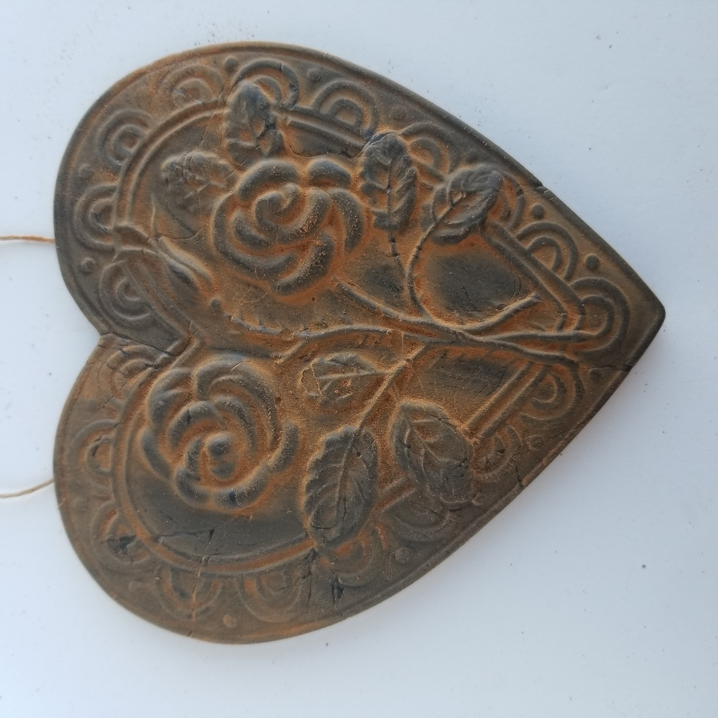 Heirloom Roses Heart - Antiqued Cinnamon Beeswax Ornament