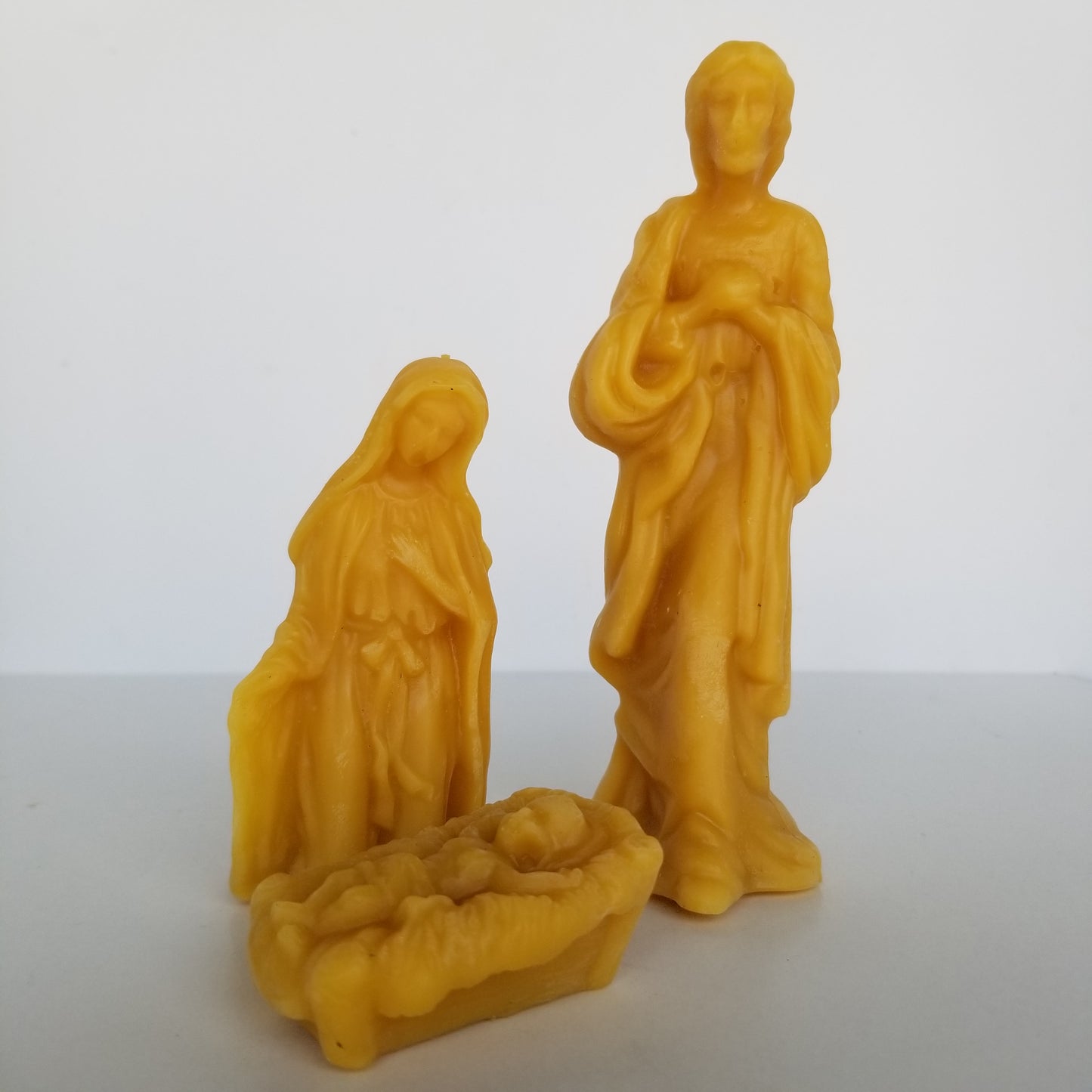 Beeswax Nativity Trio- Joseph Mary and Baby Jesus