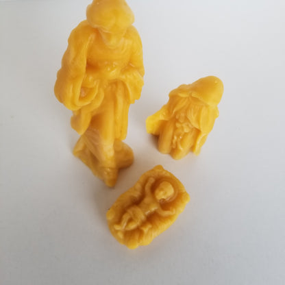 Beeswax Nativity Trio- Joseph Mary and Baby Jesus