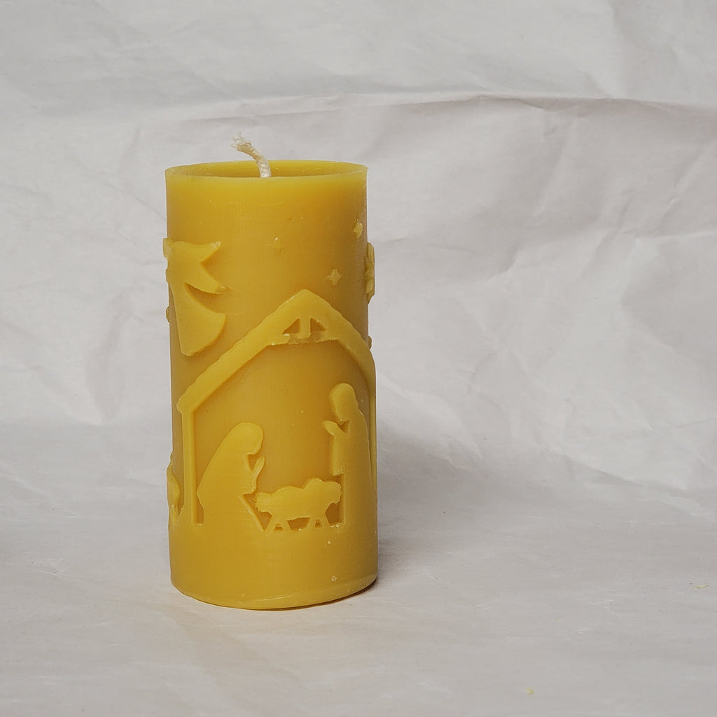 The Christmas Nativity- small pillar beeswax candle