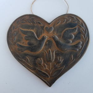 Carved Tulip and Doves Ornament - Antiqued Cinnamon