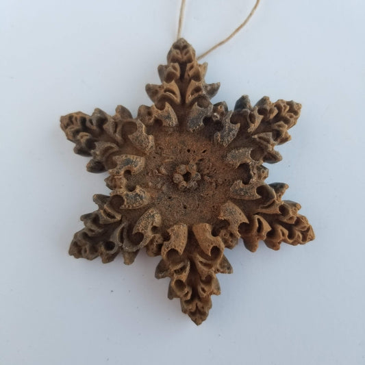 Frozen Snowflake Beeswax Ornament - Antiqued Cinnamon